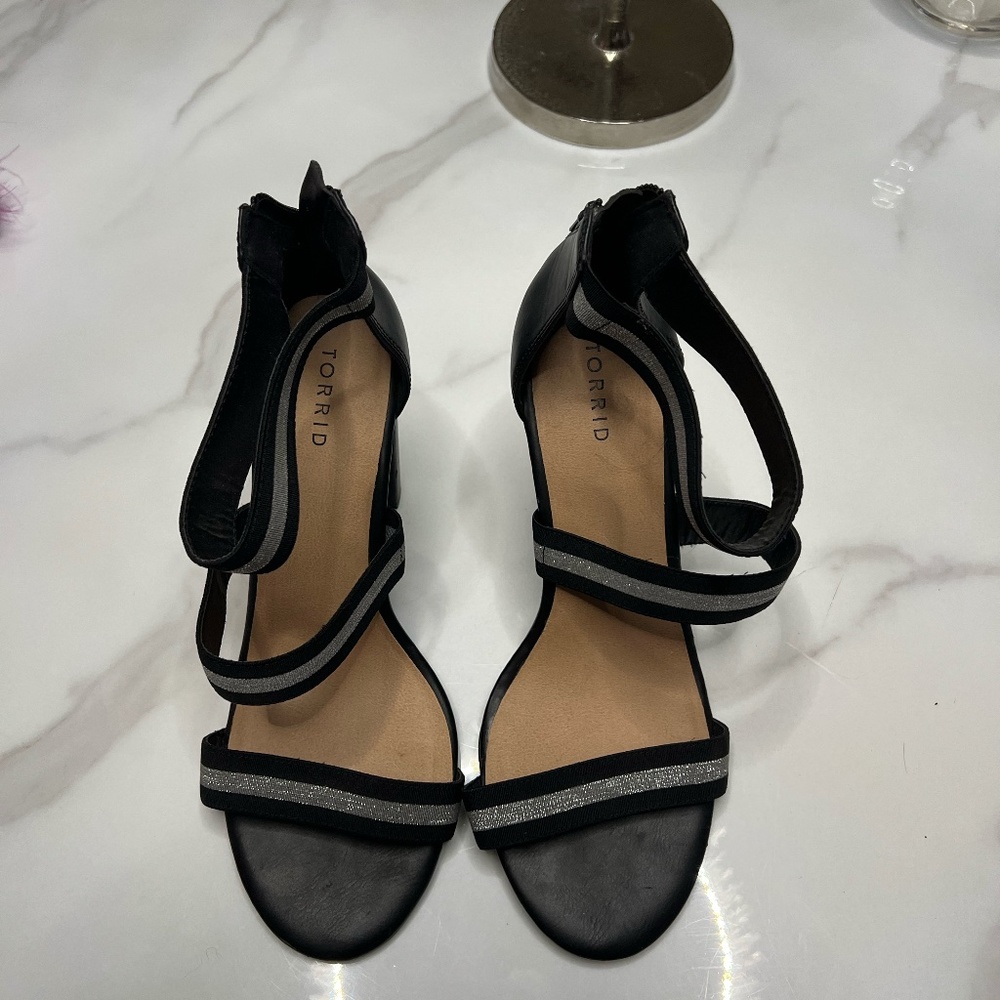 Black & Silver Strappy Heels Size 12